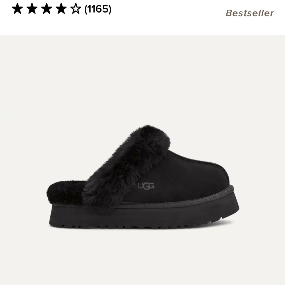 UGG Disquette Women's Black Fur-Lined Slippers